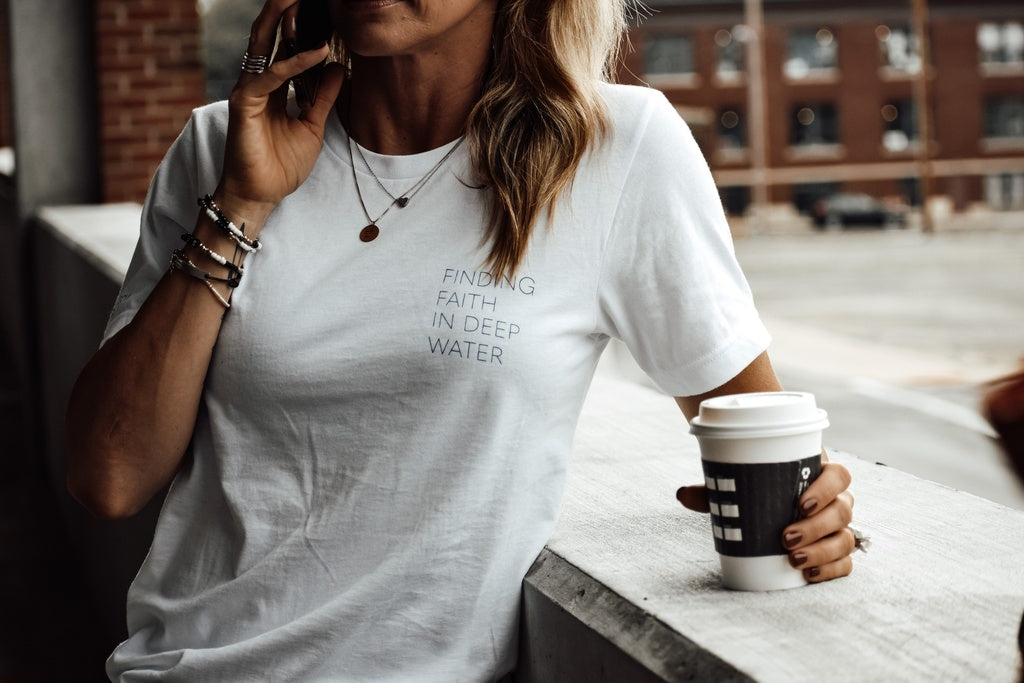 Finding Faith in Deep Waters, Vintage White Tee